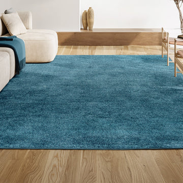 Haze Solid Low-pile Area Rug Turquoise